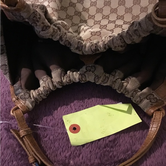 Vintage Authentic GG Pattern Leather Trim Large Gucci Tote Bag - Picture 3 of 15